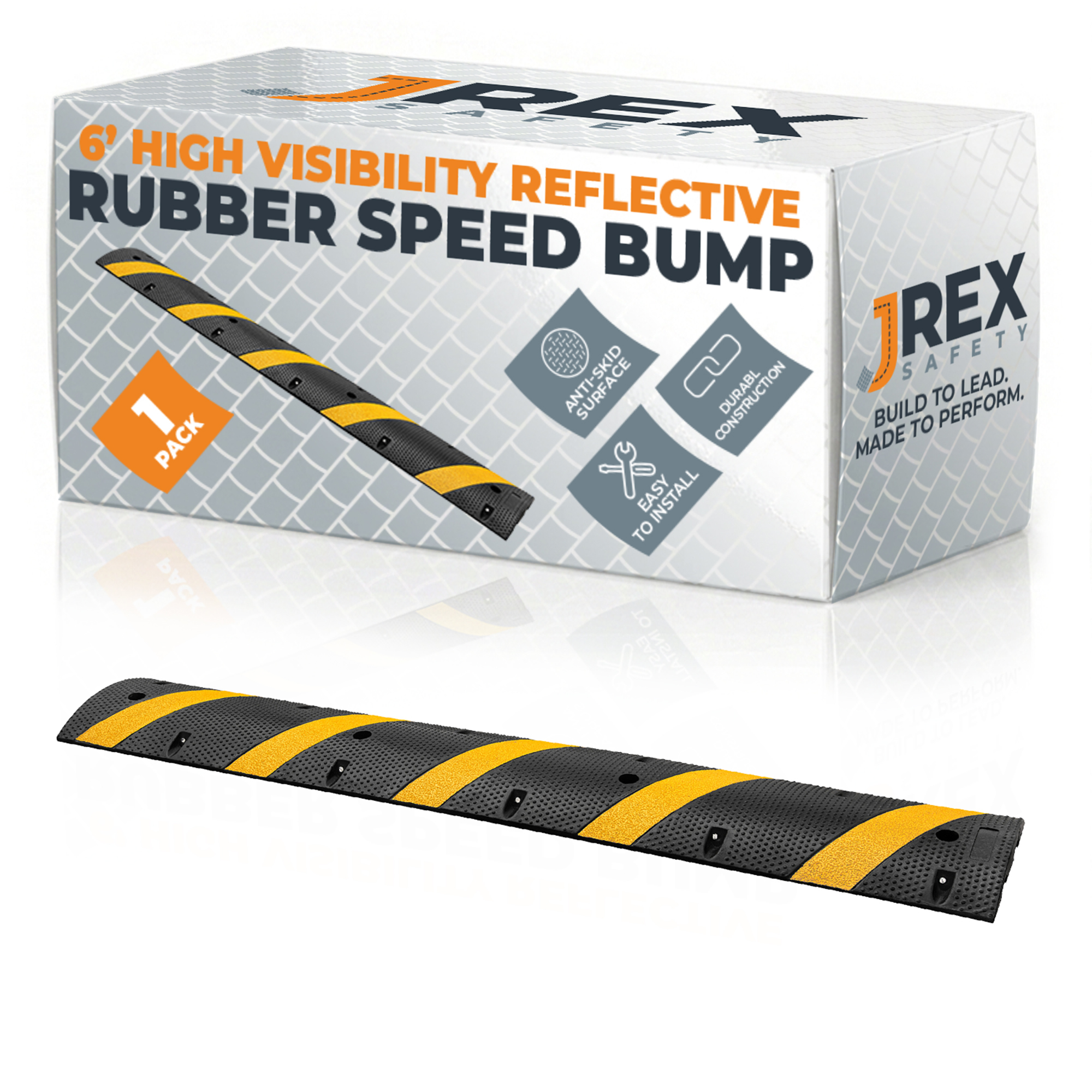 72" Rubber Speed Bump - 12" W x 2" H
